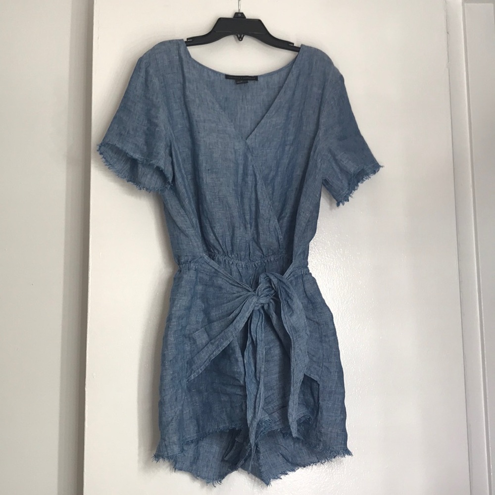 Denim tie Front romper from Anthropology